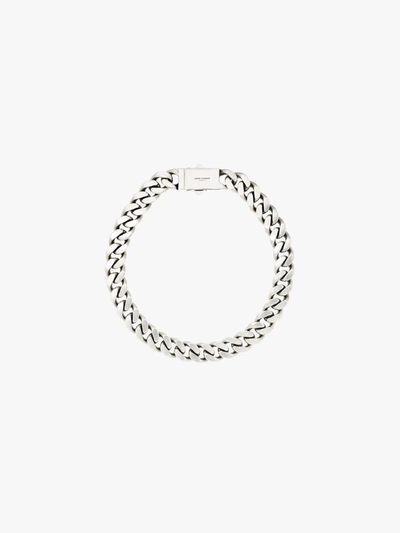 Shop Saint Laurent Silver-tone Curb Chain Necklace