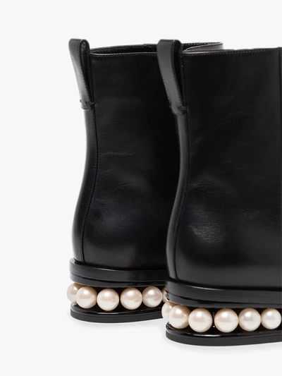 Shop Nicholas Kirkwood Black Casati 30 Leather Pearl Heel Boots