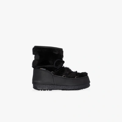 Shop Moon Boot Black Monaco Low Faux Fur Boots