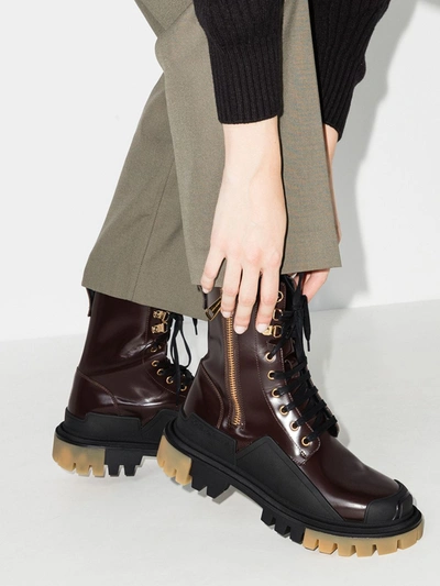 Shop Dolce & Gabbana Brown Combat Leather Boots