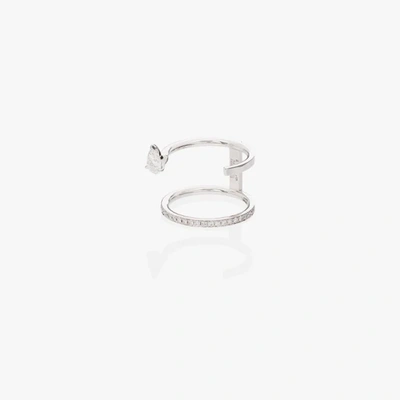 Shop Repossi 18k White Gold Serti Sur Vide Diamond Ring In Silver