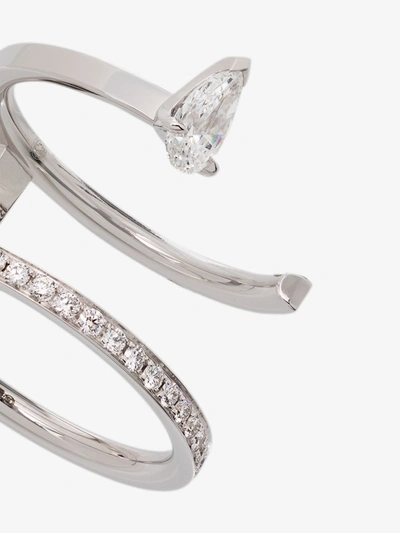 Repossi 18kt White Gold And Diamond Serti Sur Vide Ring In Silver