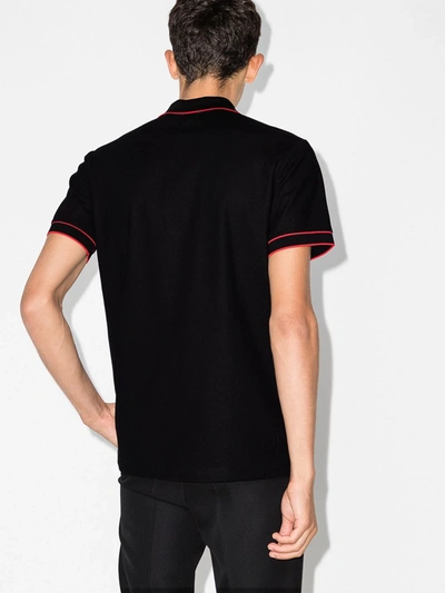 Shop Burberry 'waltham' Poloshirt Mit Streifen In Black