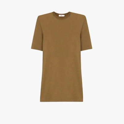 Shop The Frankie Shop Sean Padded Shoulder T-shirt Dress In Brown