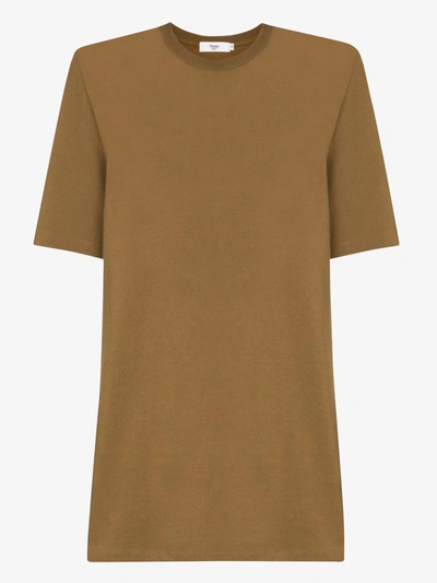 Shop The Frankie Shop Sean Padded Shoulder T-shirt Dress In Brown