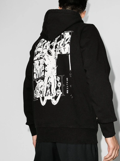 Shop Alyx Printed Cotton Hoodie In Black