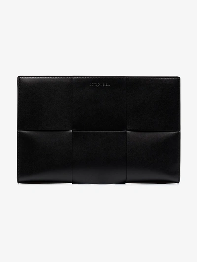 Shop Bottega Veneta Black Intrecciato Leather Document Holder