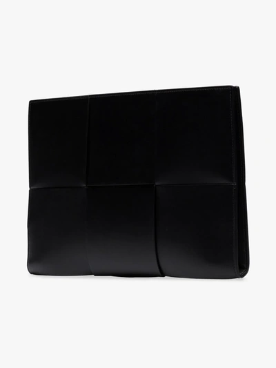 Shop Bottega Veneta Black Intrecciato Leather Document Holder