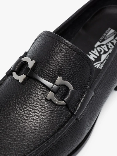 Shop Ferragamo Black Grandioso Leather Loafers