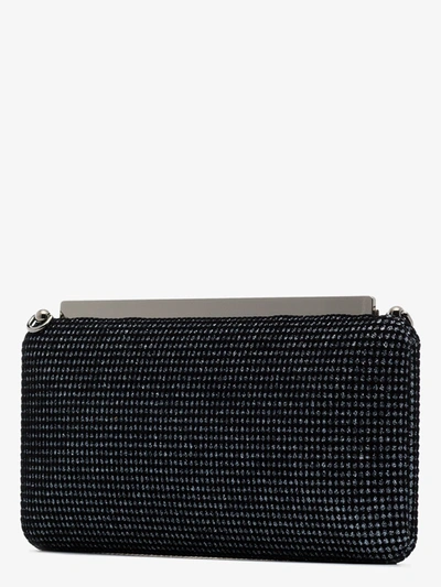 Shop Jimmy Choo Black Ellipse Glitter Velvet Clutch Bag