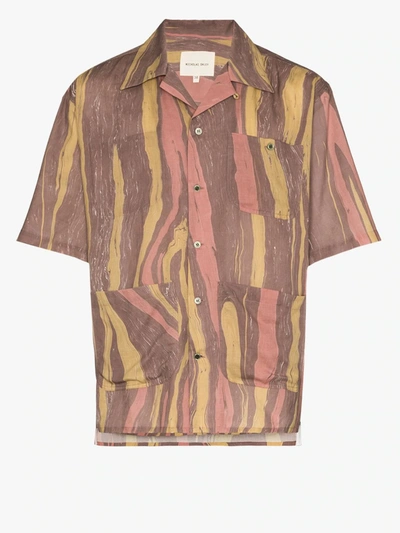 Shop Nicholas Daley Brown Aloha Striped Short Sleeve Shirt