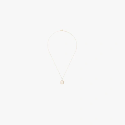 Mateo 14k Yellow Gold Crystal Frame L Initial Necklace In Gold
