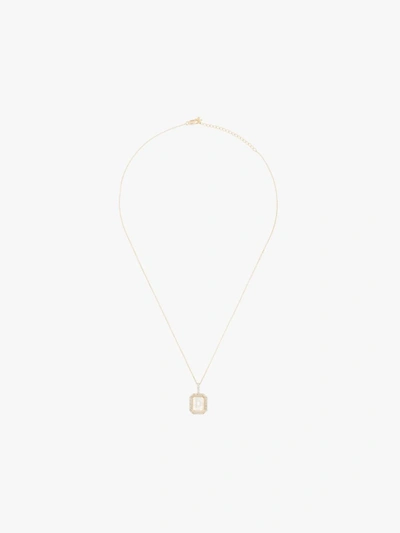 Mateo 14k Yellow Gold Crystal Frame L Initial Necklace In Gold