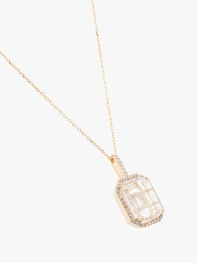 Mateo 14k Yellow Gold Crystal Frame L Initial Necklace In Gold