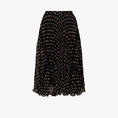 Shop See By Chloé Floral Print Pleated Midi Skirt In Black