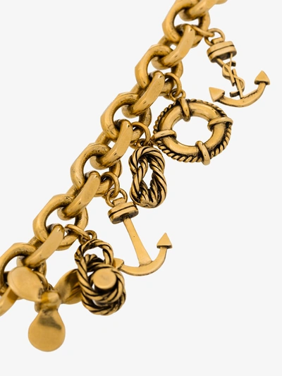 Shop Saint Laurent Gold Tone Nautical Charm Bracelet In Metallic