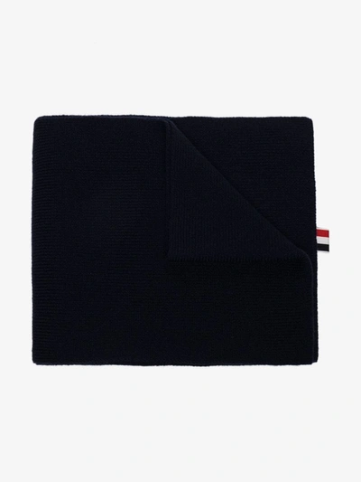 Shop Thom Browne Navy Milano Stitch Merino Wool Scarf In Blue