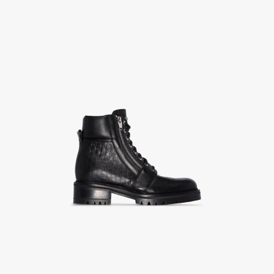 Shop Balmain Black Ranger Leather Combat Boots