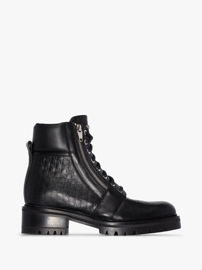 Shop Balmain Black Ranger Leather Combat Boots