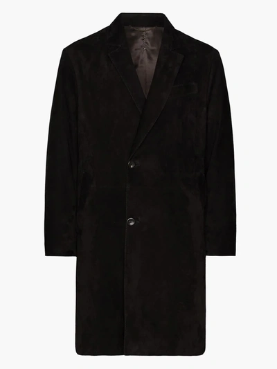 Shop Ajmone Fiore Suede Coat In Black