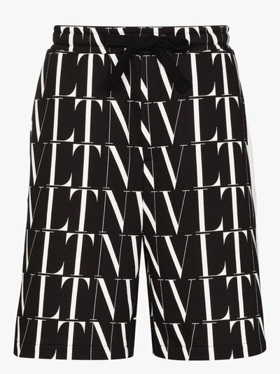 Shop Valentino Vltn Logo Print Bermuda Shorts In Black