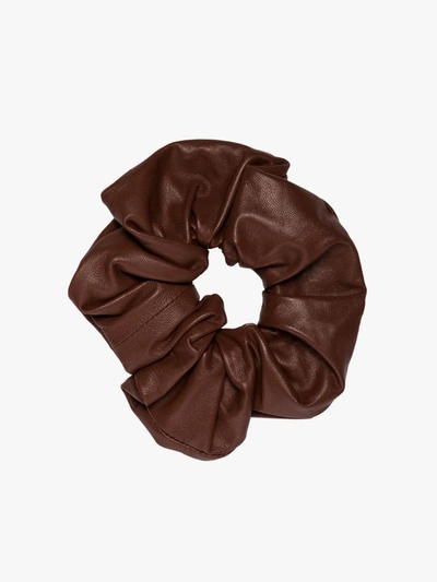 Shop Jil Sander Brown Leather Scrunchie