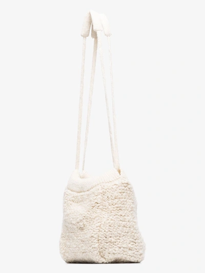 Shop Jil Sander White Knitted Bucket Bag