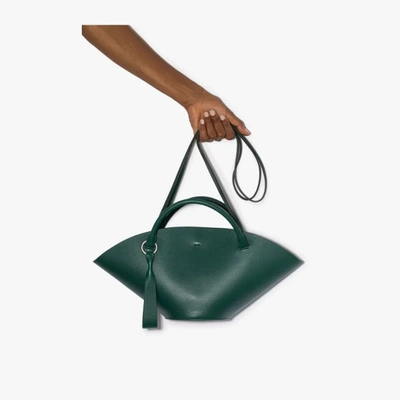 Shop Jil Sander Green Sombrero Small Leather Tote Bag