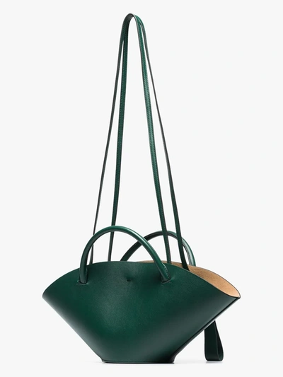 Shop Jil Sander Green Sombrero Small Leather Tote Bag