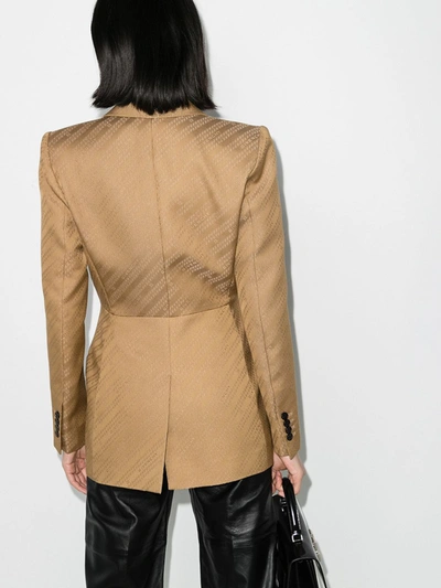 Shop Givenchy Jacquard Logo Blazer In Brown