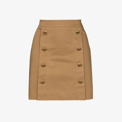 Shop Givenchy Neutrals High Waist Cotton Mini Skirt