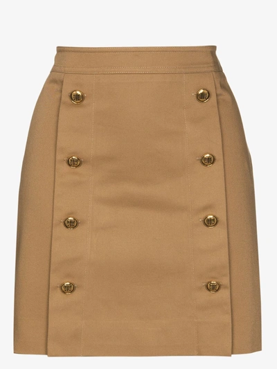 Shop Givenchy Neutrals High Waist Cotton Mini Skirt