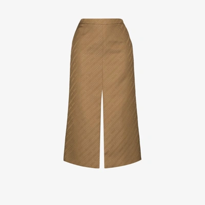 Shop Givenchy Chain Logo Pencil Skirt In Neutrals