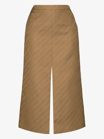 Shop Givenchy Chain Logo Pencil Skirt In Neutrals