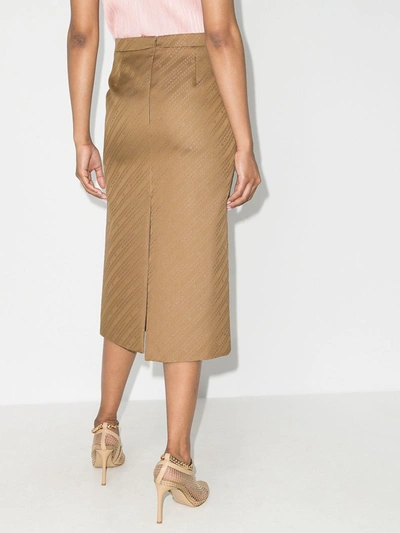 Shop Givenchy Chain Logo Pencil Skirt In Neutrals