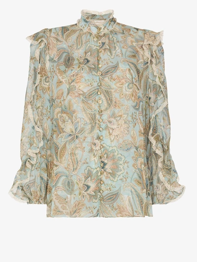 Shop Zimmermann Ladybeetle Paisley Print Blouse In Blue