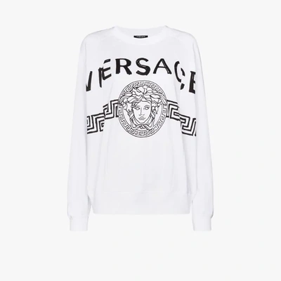 Shop Versace Medusa Logo Sweatshirt In White