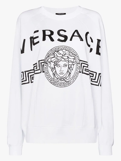 Shop Versace Medusa Logo Sweatshirt In White