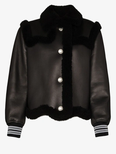 Shop Burberry Elham Shearling Leather Coat In Black
