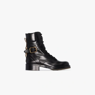 Shop Chloé Black Diane Leather Combat Boots