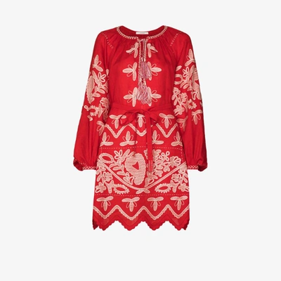 Shop Vita Kin X Browns 50 Embroidered Linen Dress In Red