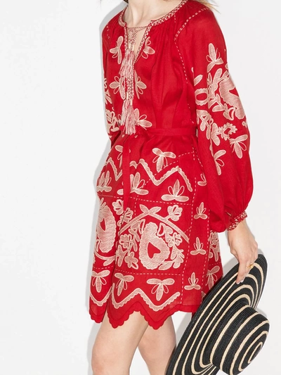 Shop Vita Kin X Browns 50 Embroidered Linen Dress In Red
