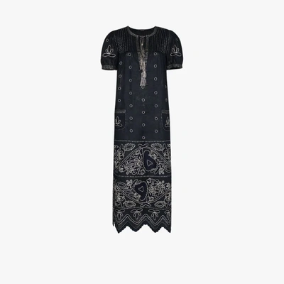 Shop Vita Kin X Browns 50 Embroidered Linen Dress In Blue