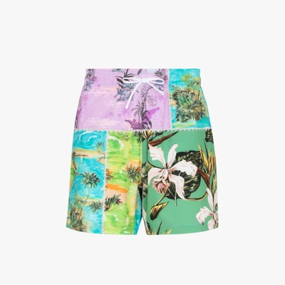 Shop Amiri Hawaii Repair Swim Shorts In Multicolour