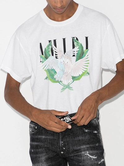 Shop Amiri Lovebirds Logo Print T-shirt In White