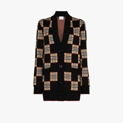 Shop Burberry Paislee Vintage Check Cardigan In Black