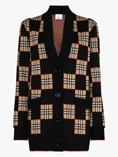 Shop Burberry Paislee Vintage Check Cardigan In Black