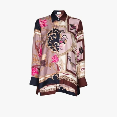 Shop Ferragamo Printed Silk Shirt In Pink