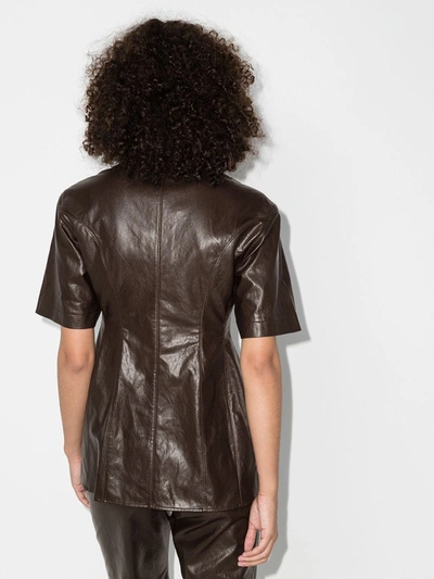 Shop Lvir Faux Leather Pocket Shirt In Brown