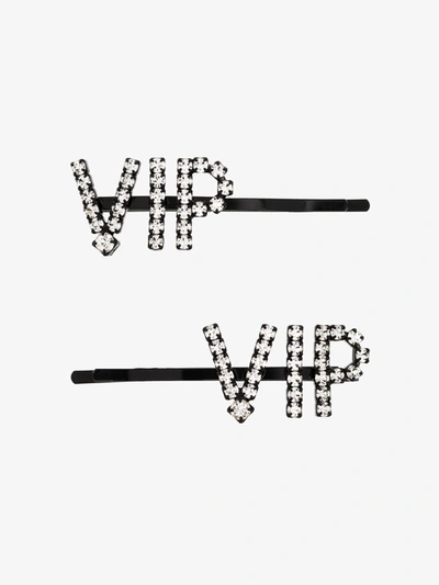 Shop Ashley Williams Silver Tone Vip Hair Clip Set In Black